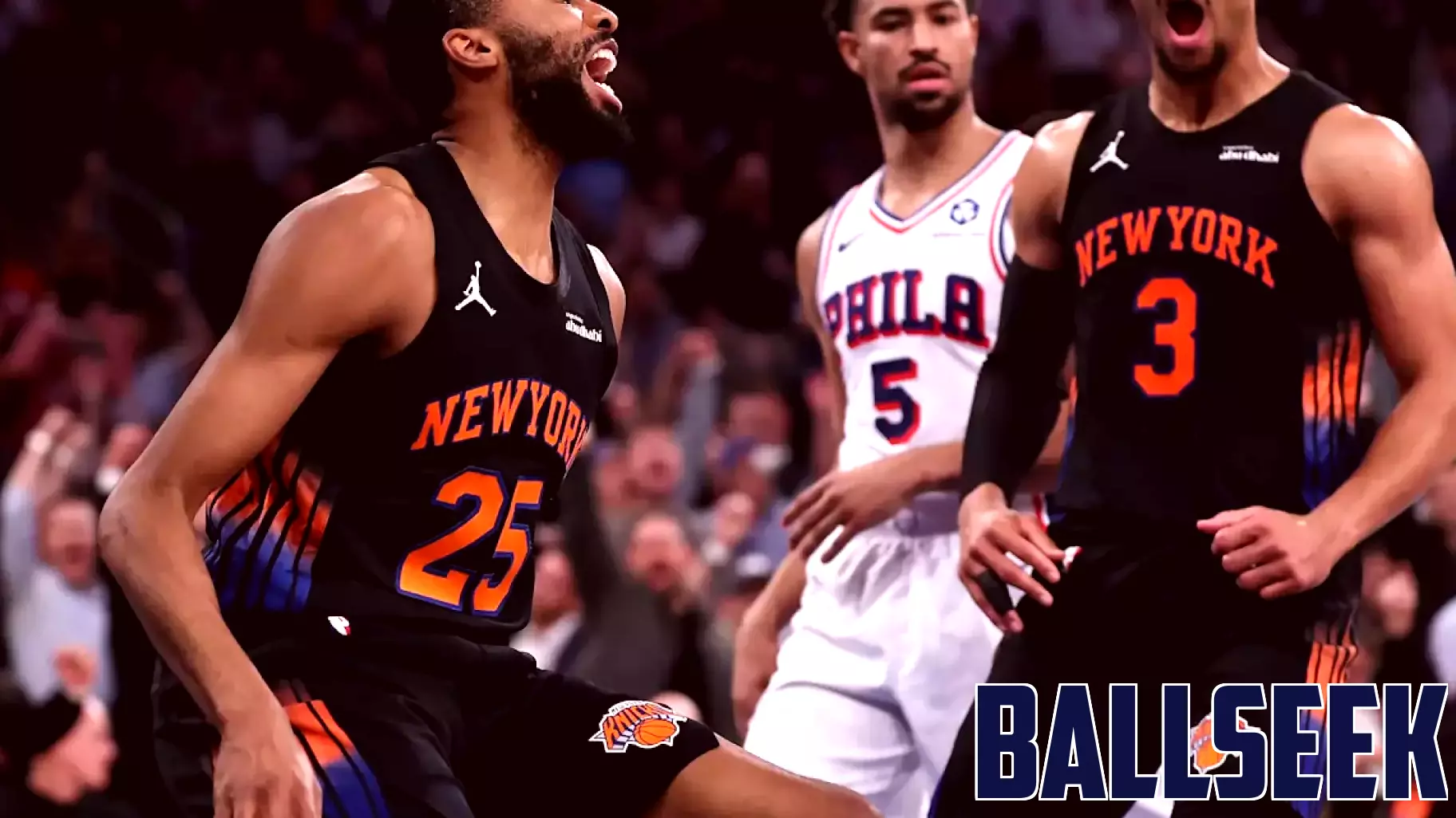 Knicks win back-and-forth battle with Joel Embiid-less 76ers, take 2-0 series lead