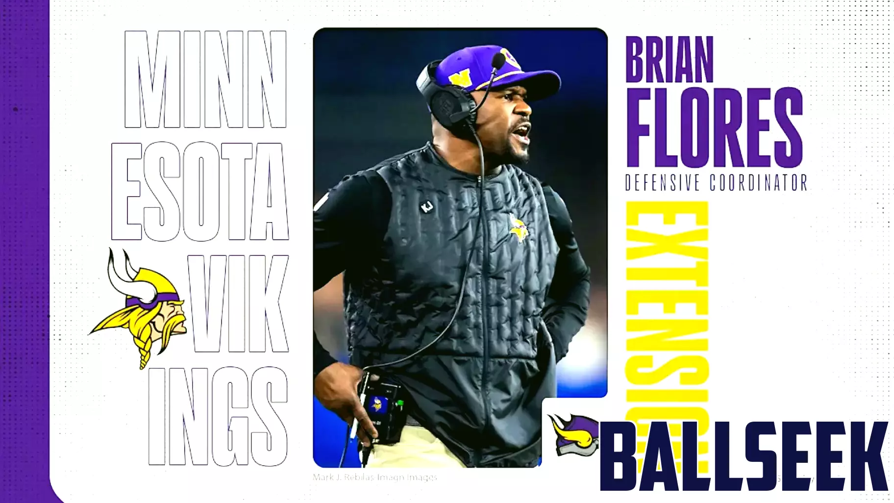 Vikings' Defensive Coordinator Brian Flores Signs Contract Extension